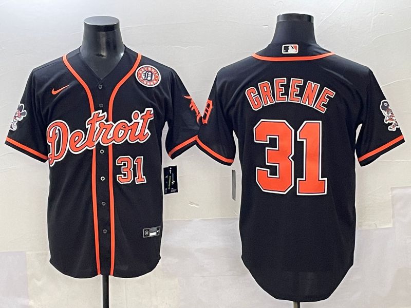 Men 2025 Detroit Tigers 31 Greene Black Joint Name Nike MLB Jersey style 2